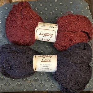 Legacy Lace Yarn by Brown Sheep Co. in Pinot Noir and Deep Plum, 2 Skein Lot